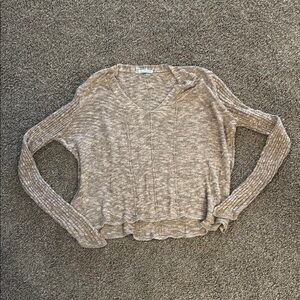 Maurices Tan V-Neck Sweater Soft Plush Relaxed Fit